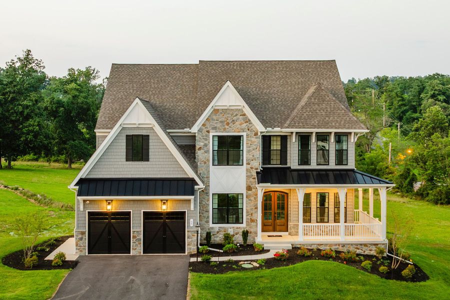 Representative exterior photo of a completed home built from the Devonshire by Keystone Custom Homes in McLean South Shore, Belmont, NC (Image 23).