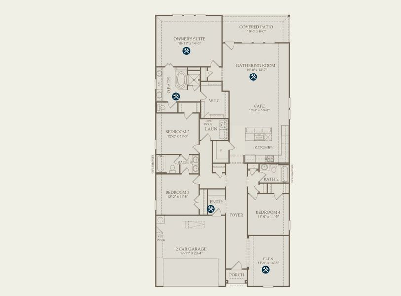 2D floor plan layout for the Doucette by Pulte Homes in Ryehill, Sugar Land, TX (Image 3).