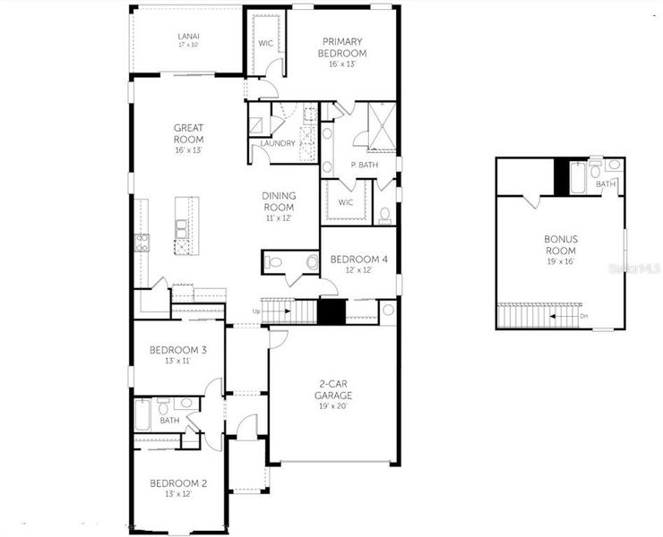 2D floor plan layout of this home in Tuscan Hills, Dade City, FL (Image 5).