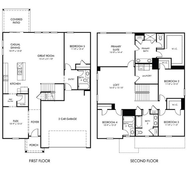 2D floor plan layout for the Johnson by Meritage Homes in The Farm at Wells Creek - Signature Collection, Gray Court, SC (Image 3).