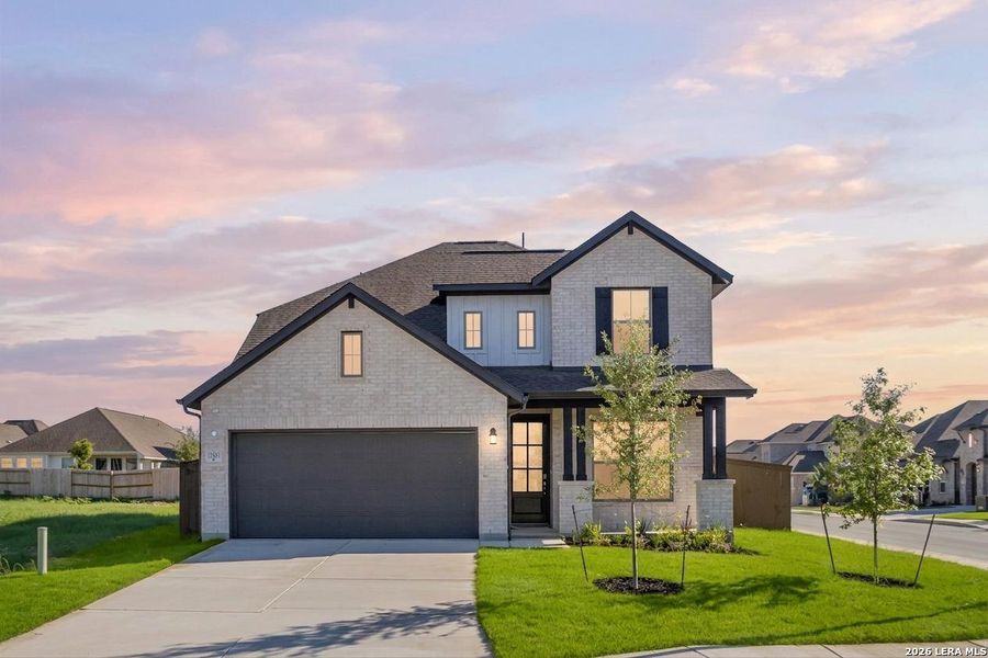 Front exterior of a new home in Stillwater Ranch, San Antonio, TX, highlighting curb appeal (Image 25).