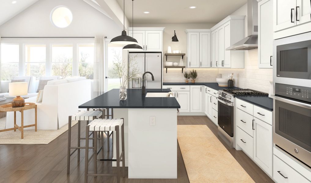 Floating shelves and pendant lighting in kitchen Floating shelves and pendant lighting in kitchen