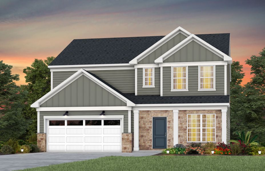 Front exterior of a new home in Kinsdale, Lancaster, SC, highlighting curb appeal (Image 14).