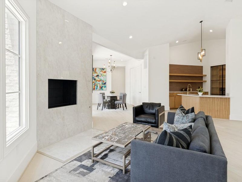 Room for a pool table or additional living space Room for a pool table or additional living space