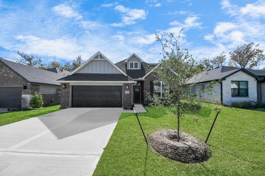 Front exterior of a new home in Lexington Heights, Willis, TX, highlighting curb appeal (Image 25).