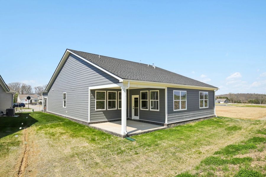 Exterior details and patio area of a home in Cedars of Cane Ridge | 55+ Community, Antioch (Image 3). Exterior details and patio area of a home in Cedars of Cane Ridge | 55+ Community, Antioch (Image 3).