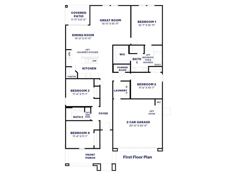 2D floor plan layout for the Plan by D.R. Horton in The Ridge at Stone Butte, Phoenix, AZ (Image 5).