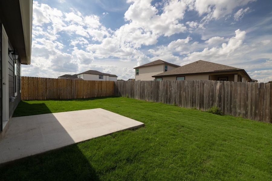 Exterior details and patio area of a home in Sonterra - Cool Water, Jarrell (Image 4).