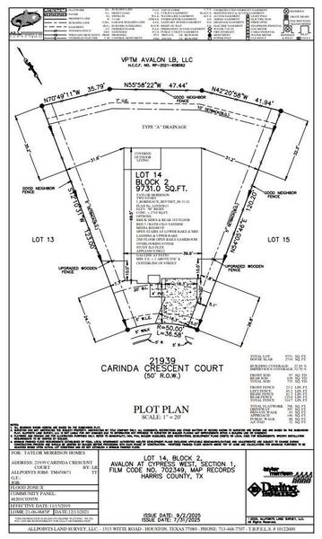 21939 Carinda Crescent Court Preliminary Plot Plan
