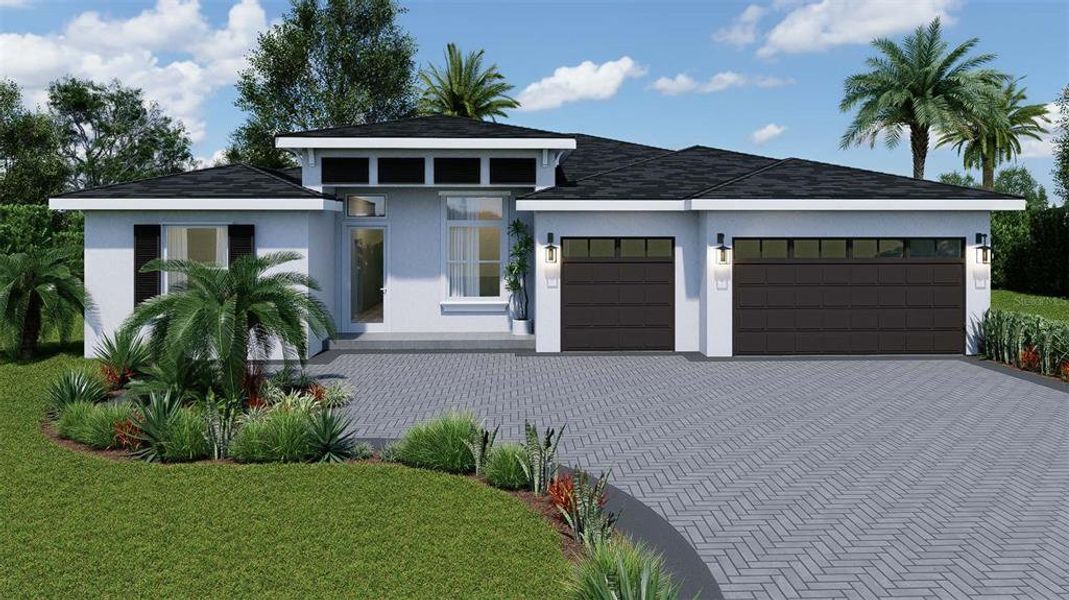 Front exterior of a new home in , Apopka, FL, highlighting curb appeal (Image 1).