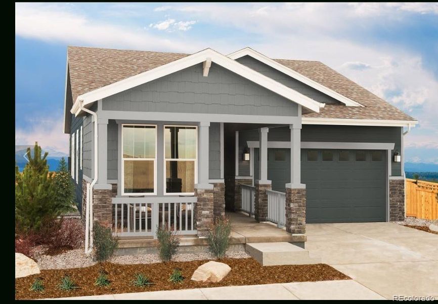 Front exterior of a new home in Painted Prairie, Aurora, CO, highlighting curb appeal (Image 1). Front exterior of a new home in Painted Prairie, Aurora, CO, highlighting curb appeal (Image 1).
