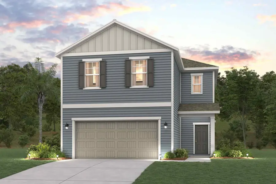 Front exterior of a new home in The Preserve at Camden Woods, Kingsland, GA, highlighting curb appeal (Image 1). Front exterior of a new home in The Preserve at Camden Woods, Kingsland, GA, highlighting curb appeal (Image 1).