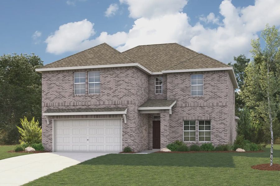 Representative exterior photo of a completed home built from the Trinity by Century Communities in Overland Grove, Forney, TX (Image 1). Representative exterior photo of a completed home built from the Trinity by Century Communities in Overland Grove, Forney, TX (Image 1).