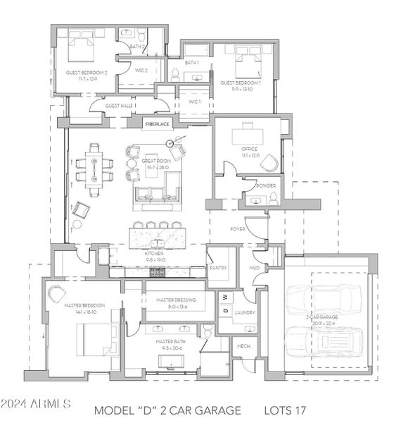 MODEL D 2 CAR FLOOR PLAN