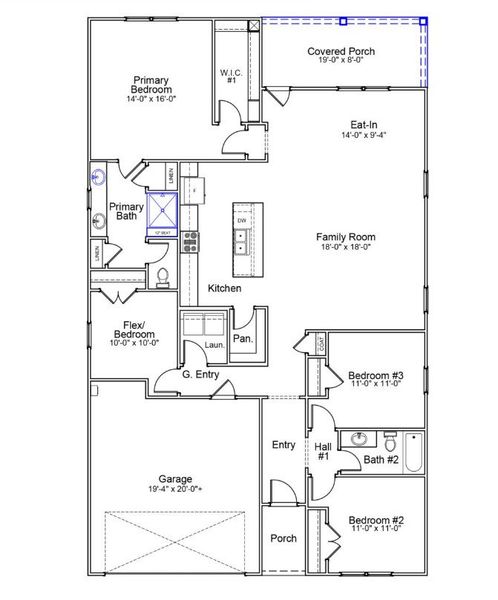 2D floor plan layout for the Goodwin - Vanguard Collection by Mungo Homes in Ovation at Sweetbrier, Durham, NC (Image 3).