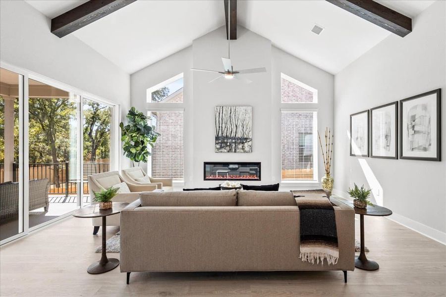 Representative furnished interior of a home built from the Draco by Chesmar Homes in The Grove at Blackhawk, Pflugerville (Image 7).