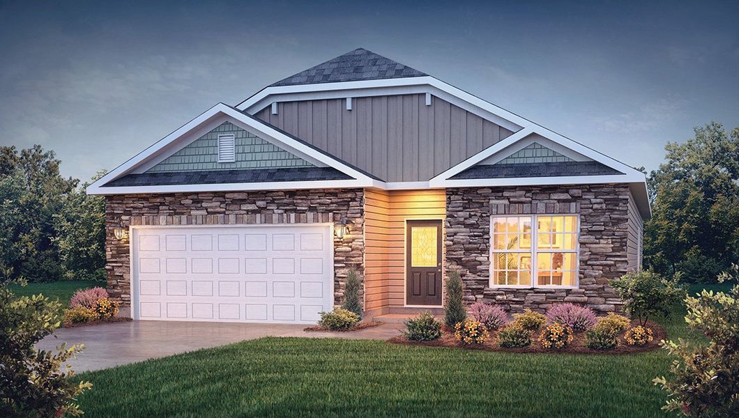 Representative exterior photo of a completed home built from the Davidson by D.R. Horton in Brookside Farms, Greer, SC (Image 17).
