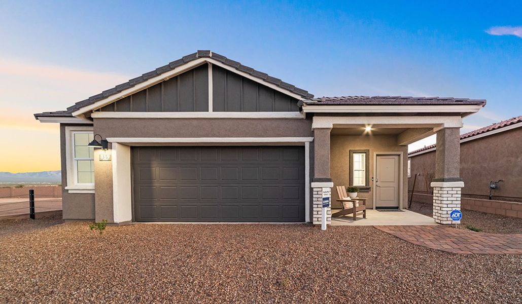 Representative exterior photo of a completed home built from the Carolina - Y30C by D.R. Horton in Entrada Del Toro at Rancho Sahuarita, Sahuarita, AZ (Image 23).