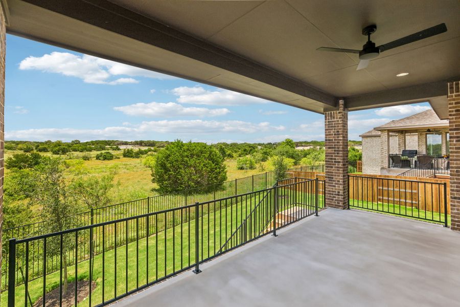 Exterior details and patio area of a home in 6 Creeks, Kyle (Image 22).