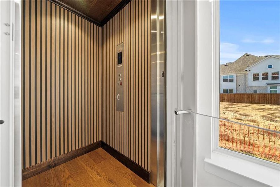 Elevator with wood finished floors Elevator with wood finished floors
