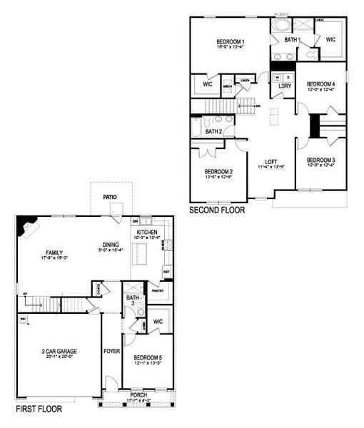 2D floor plan layout for the Hanover by D.R. Horton in Liberty Crossing, Braselton, GA (Image 3).
