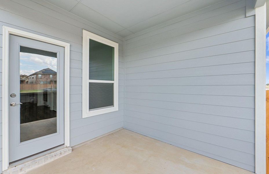 Exterior details and patio area of a home in Northpoint at Old Settlers, Round Rock (Image 2).