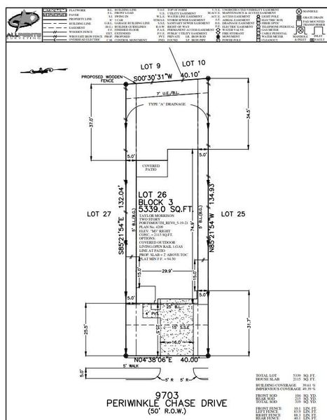 9703 periwinkle chase drive - preliminary plot plan