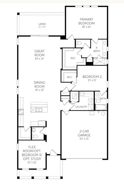 2D floor plan layout of this home in Green Key Village, Lady Lake, FL (Image 4).