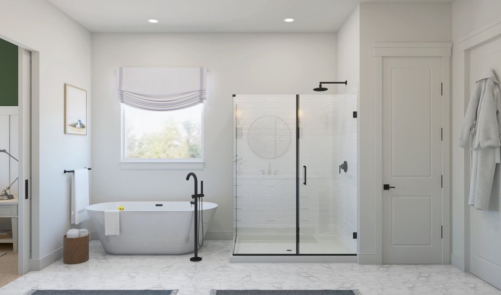 Primary bath with glass shower enclosure Primary bath with glass shower enclosure