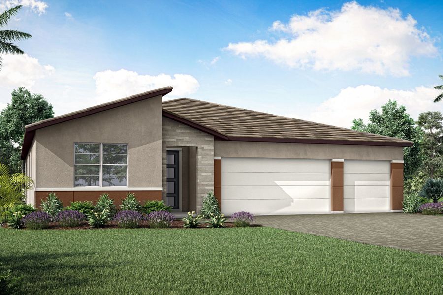 Representative exterior photo of a completed home built from the Isle Royal by Mattamy Homes in Sunstone Lakeside at Wellen Park, Venice, FL (Image 21).