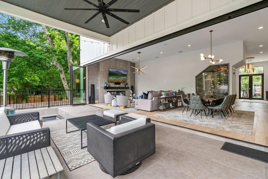 These doors create a seamless transition between the indoor and outdoor space. These doors create a seamless transition between the indoor and outdoor space.