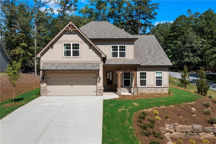 Front exterior of a new home in , Waleska, GA, highlighting curb appeal (Image 1). Front exterior of a new home in , Waleska, GA, highlighting curb appeal (Image 1).