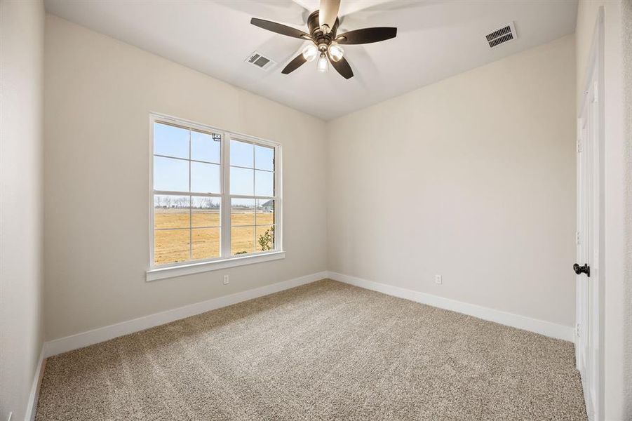 Spare room with light carpet and ceiling fan Spare room with light carpet and ceiling fan