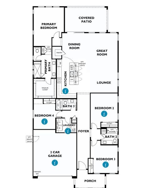 2D floor plan layout of this home in Ascent at Avalon Crossing, Mesa, AZ (Image 5).