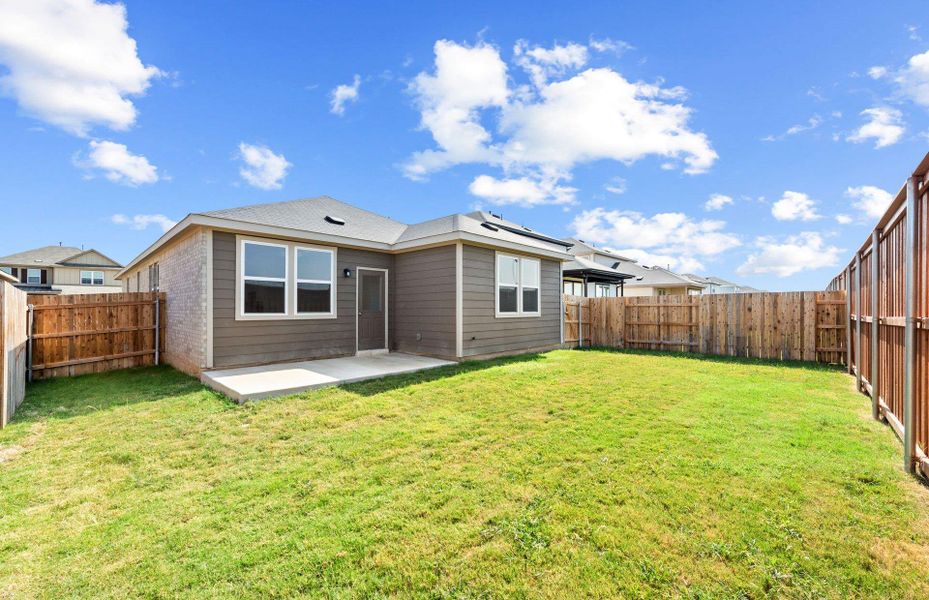 Exterior details and patio area of a home in Sunfield, Buda (Image 2). Exterior details and patio area of a home in Sunfield, Buda (Image 2).
