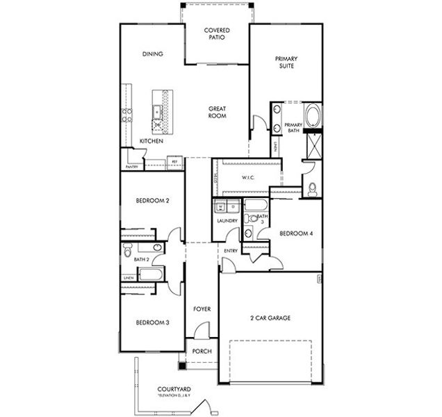 2D floor plan layout for the Onyx by Meritage Homes in Meritage Homes by Teravalis - Reserve Series, Buckeye, AZ (Image 3).