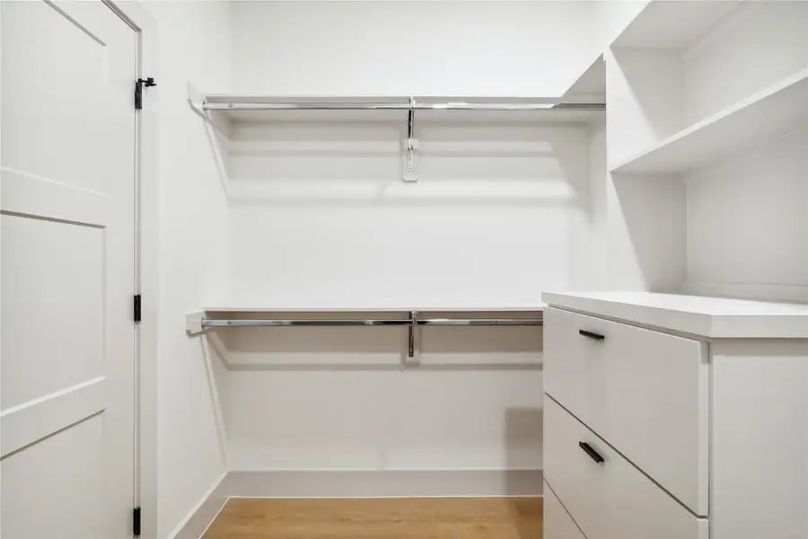 Double hanging rods and deep drawers give every item its place—so your wardrobe works as hard as you do. Double hanging rods and deep drawers give every item its place—so your wardrobe works as hard as you do.
