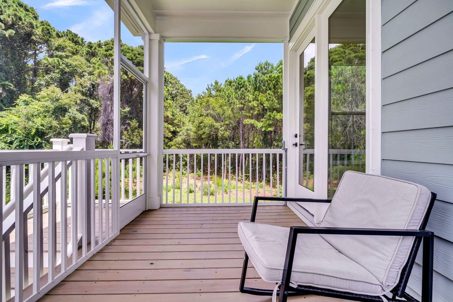 Exterior details and patio area of a home in Overlook at Copahee Sound, Awendaw (Image 31).