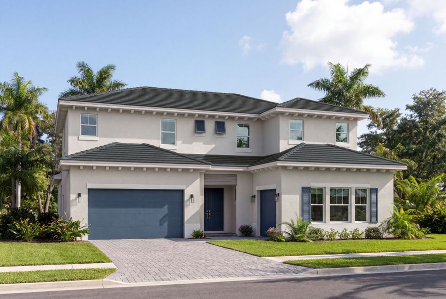Representative exterior photo of a completed home built from the Sanibel by DiVosta in Orchid Isles, Palm Beach Gardens, FL (Image 20).