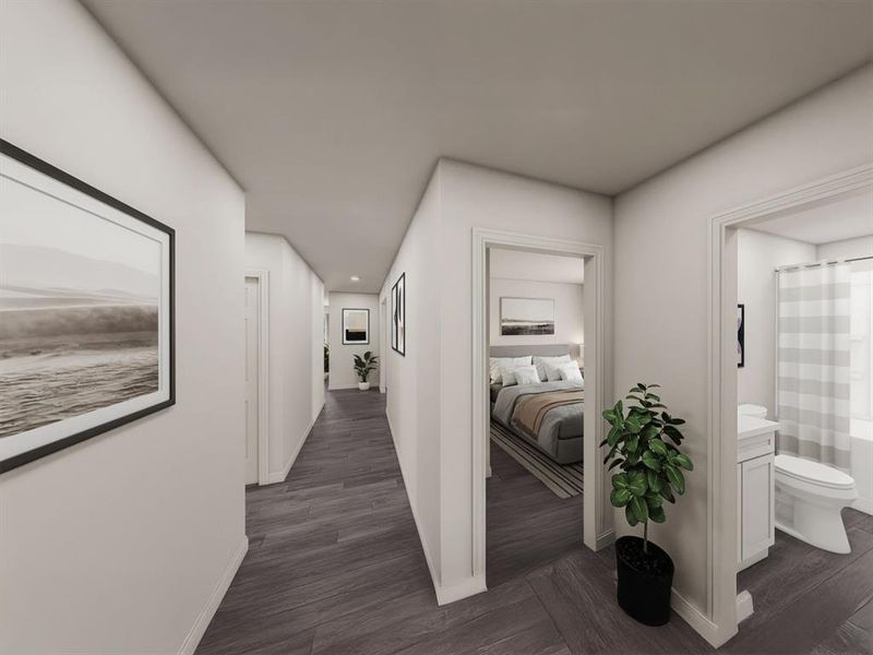 Furnished interior view inside a new home in Villages of Mayfield, Cleburne (Image 9). Furnished interior view inside a new home in Villages of Mayfield, Cleburne (Image 9).