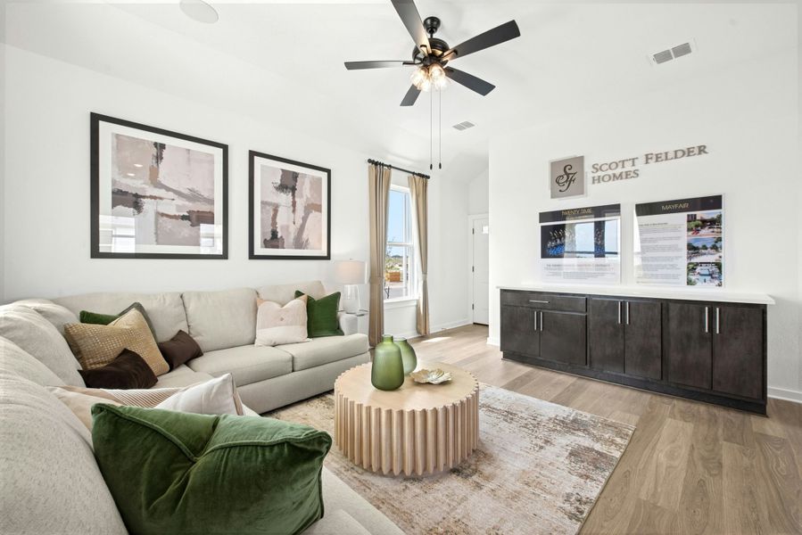 Representative furnished interior of a home built from the Bluebonnet by Scott Felder Homes in Mayfair, New Braunfels (Image 8). Representative furnished interior of a home built from the Bluebonnet by Scott Felder Homes in Mayfair, New Braunfels (Image 8).