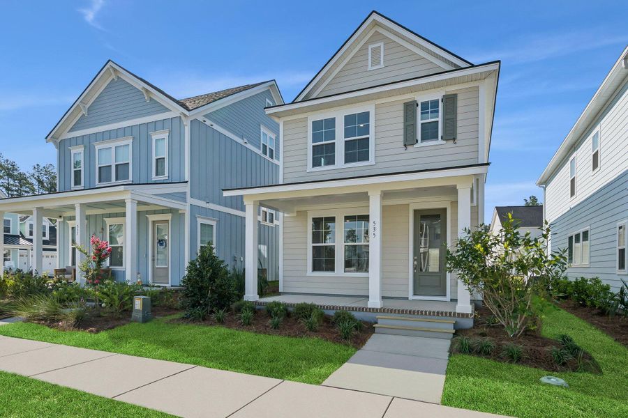 Front exterior of a new home in Nexton - Midtown - The Park Collection, Summerville, SC, highlighting curb appeal (Image 19). Front exterior of a new home in Nexton - Midtown - The Park Collection, Summerville, SC, highlighting curb appeal (Image 19).