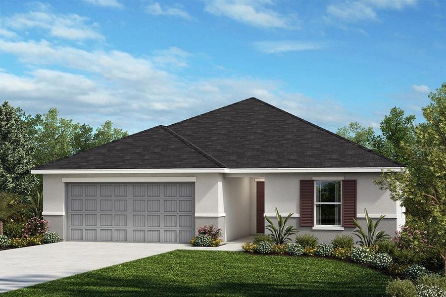 Front exterior of a new home in River Run II, Zephyrhills, FL, highlighting curb appeal (Image 1). Front exterior of a new home in River Run II, Zephyrhills, FL, highlighting curb appeal (Image 1).