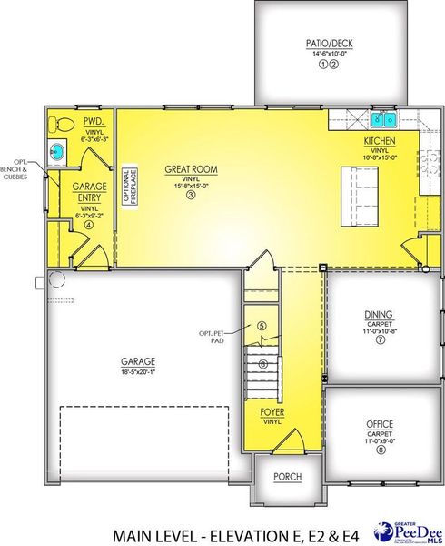 2D floor plan layout of this home in The Grove, Florence, SC (Image 1).