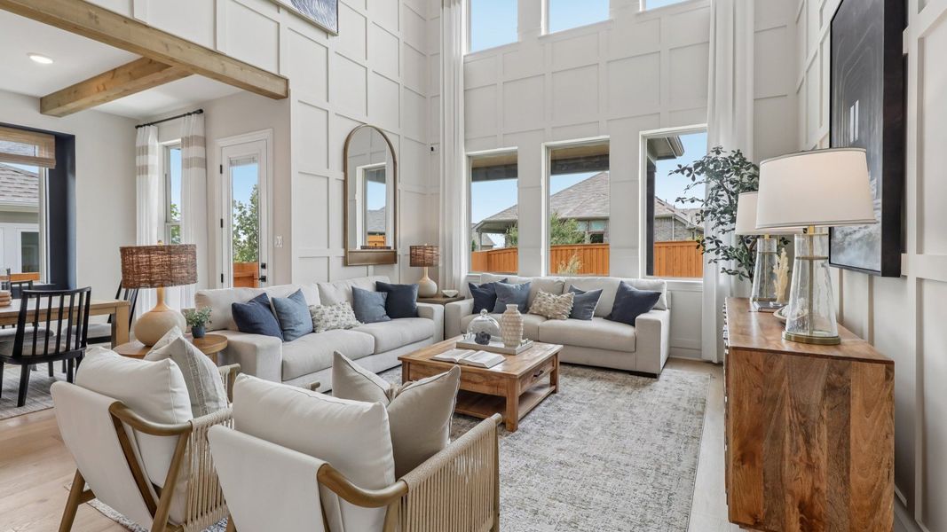 Representative furnished interior of a home built from the Rosewood by DRB Homes in Revelry, Del Valle (Image 27).