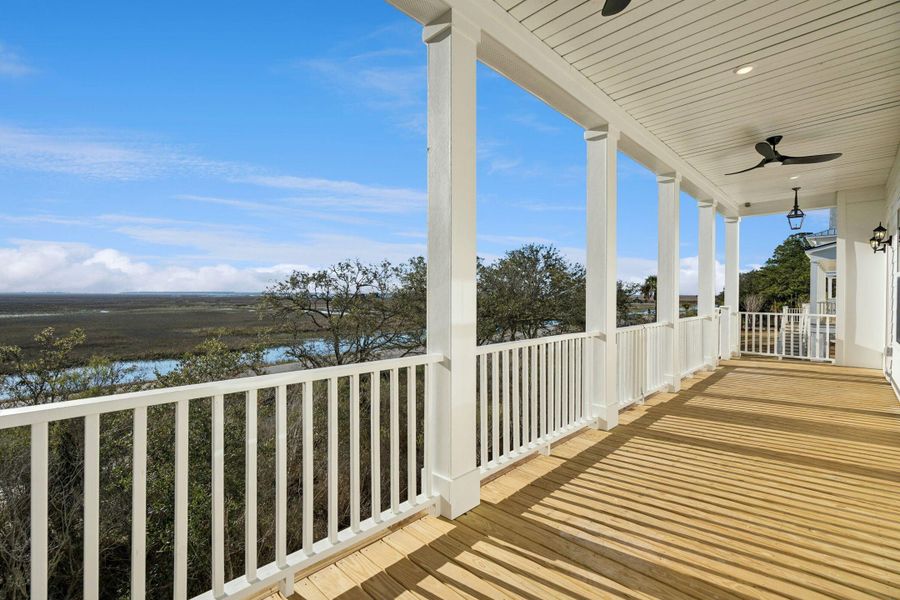 Exterior details and patio area of a home in Overlook at Copahee Sound, Awendaw (Image 43).