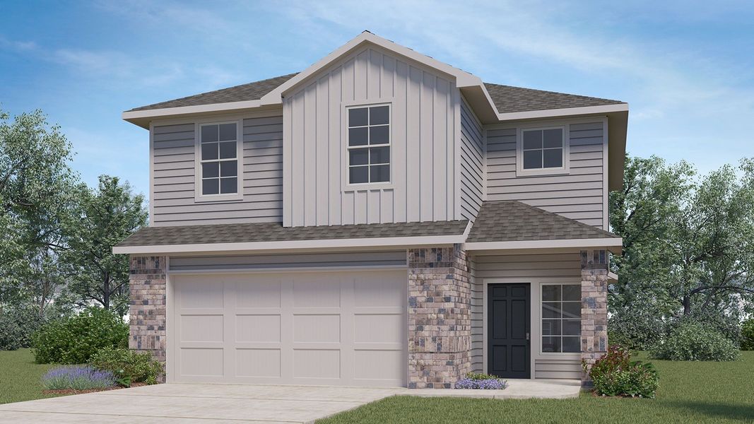 Front exterior of a new home in Pecan Creek, Temple, TX, highlighting curb appeal (Image 2).