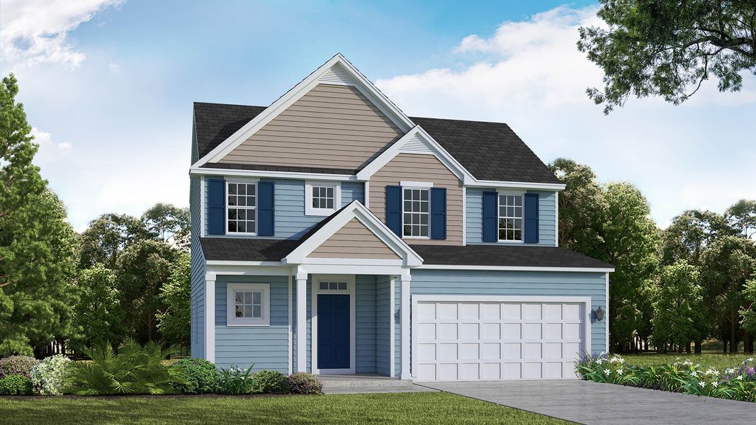 Front exterior of a new home in Spring Oaks, Conway, SC, highlighting curb appeal (Image 1). Front exterior of a new home in Spring Oaks, Conway, SC, highlighting curb appeal (Image 1).