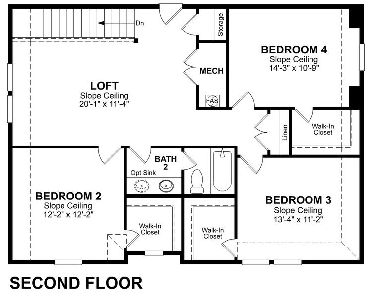 2D floor plan layout for the Rainier by Beazer Homes in Cottonwood, Dorchester, TX (Image 4).