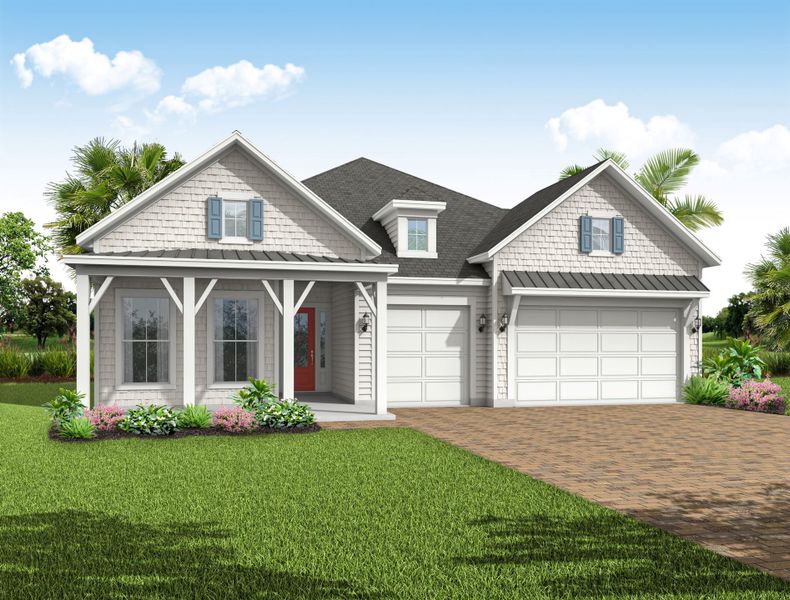 Representative exterior photo of a completed home built from the Aurora by Riverside Homes in Hidden Creek at SilverLeaf Phase 1, St. Augustine, FL (Image 28).
